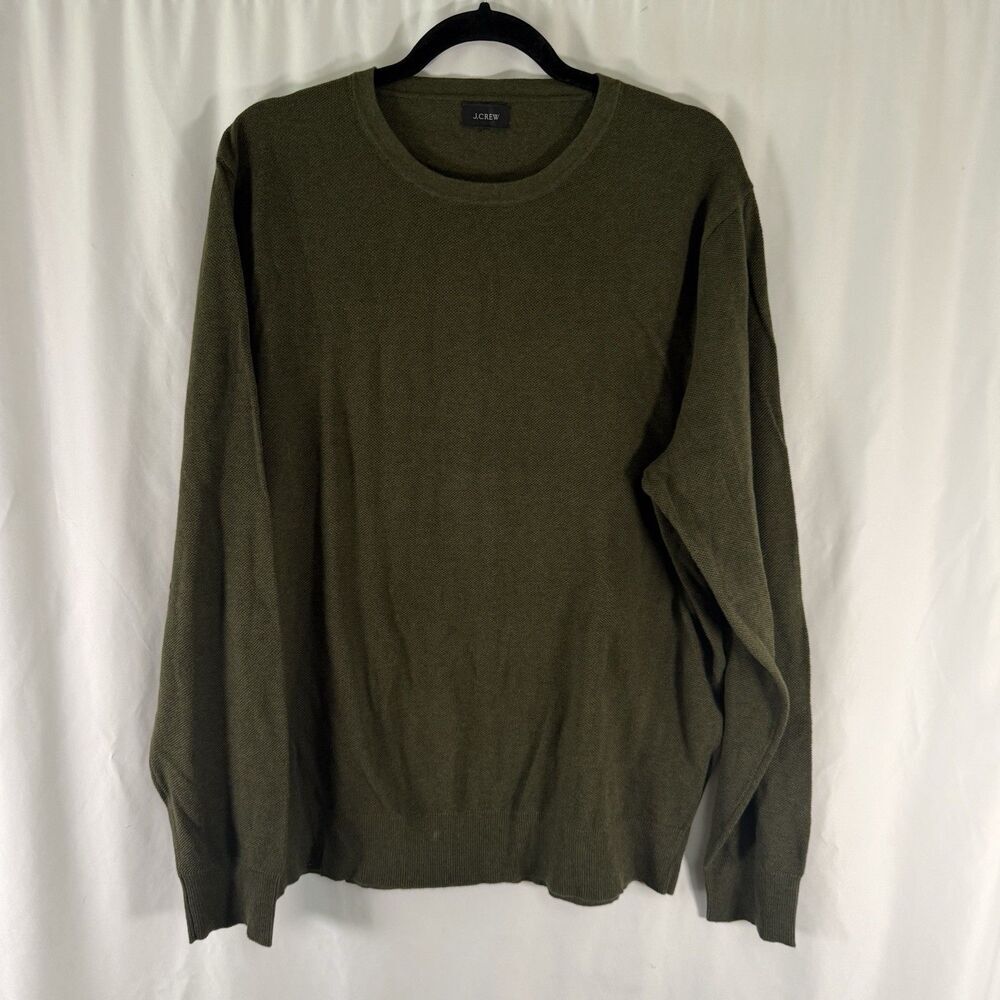 J Crew Shirt Men's Large Dark Green Long Sleeve Crewneck Pullover